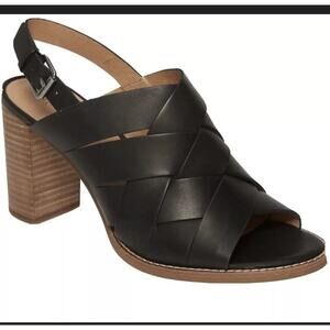 MADEWELL Womens The Cindy Sandal Black Woven Chunky Heel Sz 10